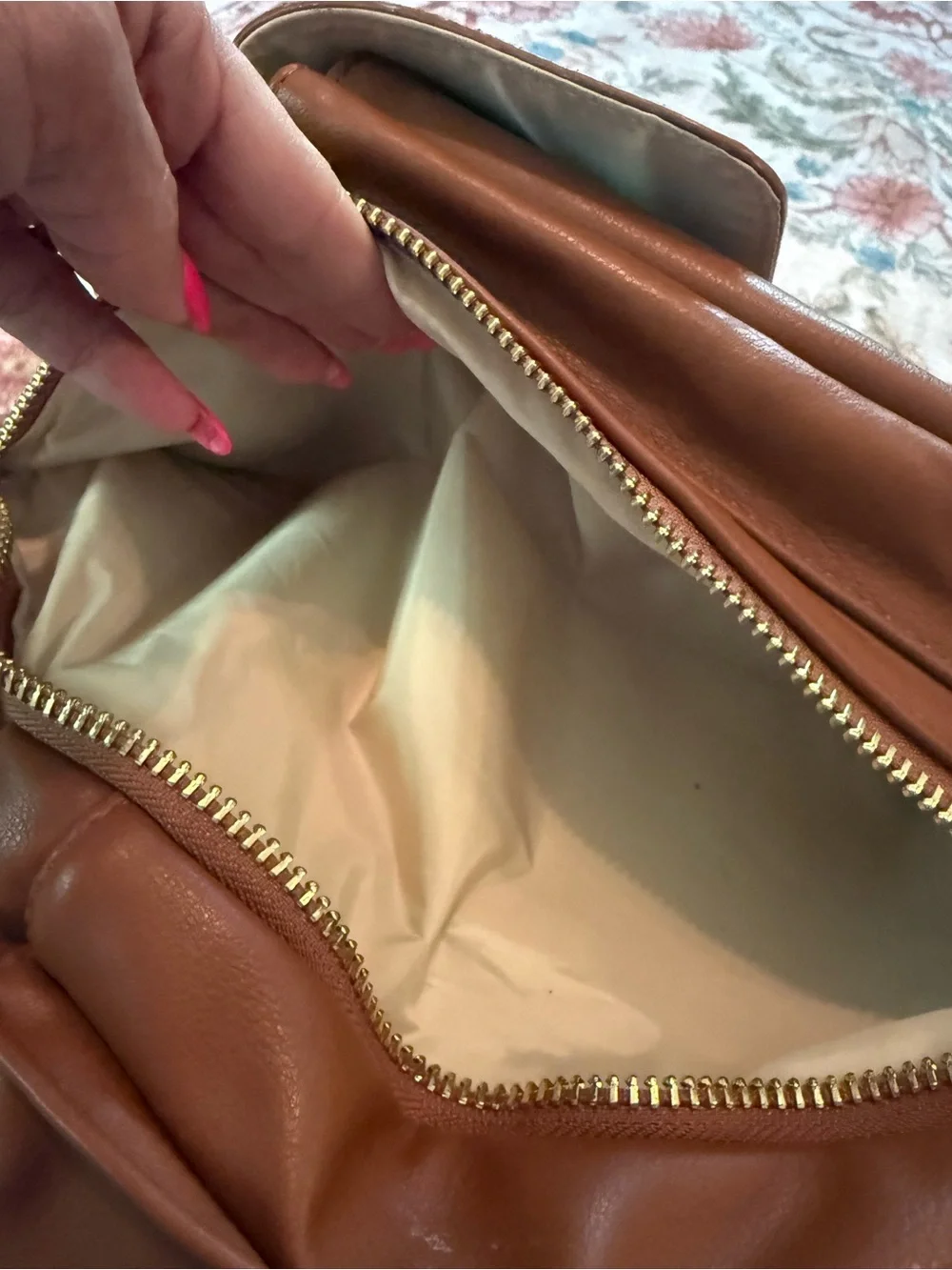 Miss Fong Leather Tote in Warm Cognac